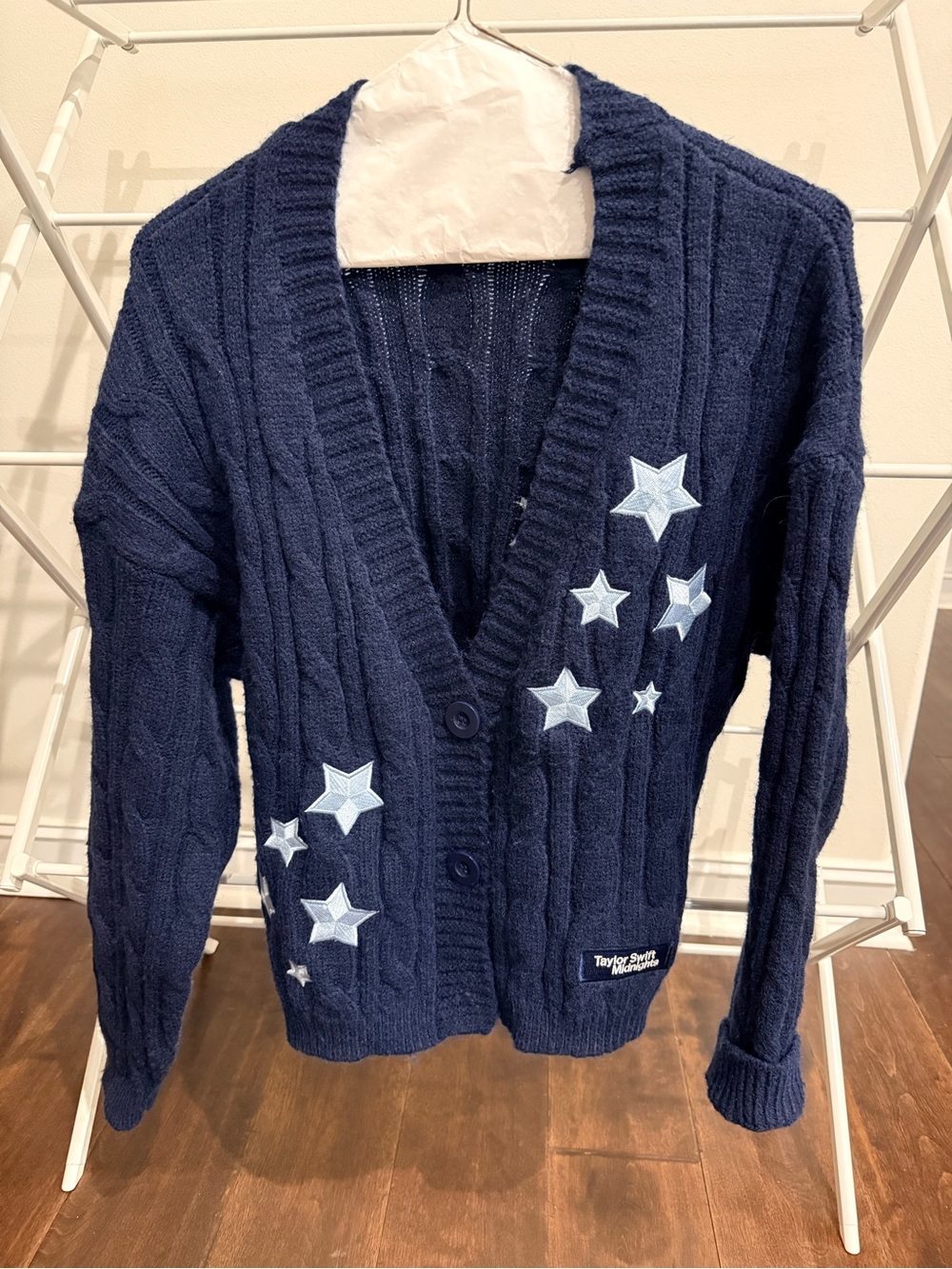 Taylor Swift Midnights Navy Star Cable-Knit Cardigan Sweater - Size XS / S